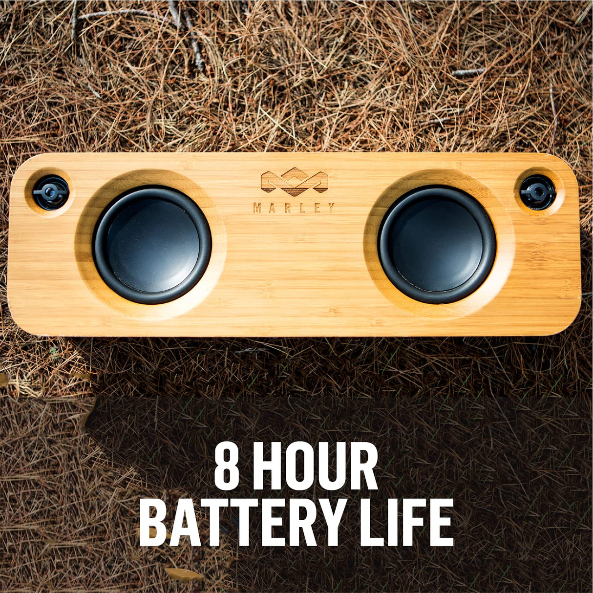 Marley Get Together Altavoz Portátil con Bluetooth - Parlante Inalámbrico con Entrada Auxiliar, USB, Woofers, Materiales Sustentables, Bambú, Tela REWIND, Aluminio Reciclado – Negro