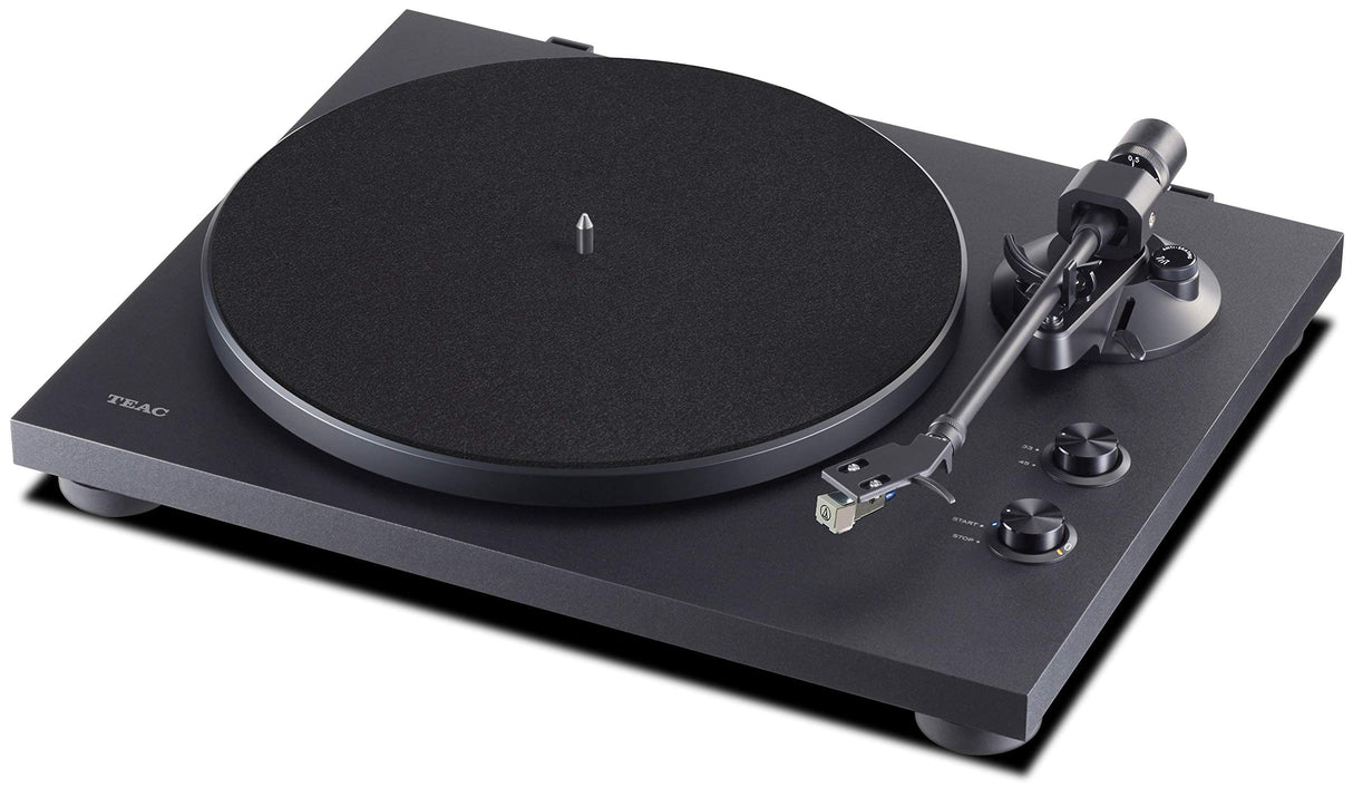Teac TN-280BT-A3 Giradiscos con salida Bluetooth (plato de aluminio, transmisión por correa, preamplificador de fono MM, carcasa de MDF de alta densidad) Negro