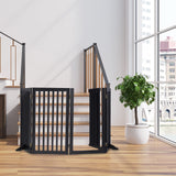 Relaxdays Barrera Seguridad Niños, Valla Protectora, Puerta, 92x206cm, Plegable, Cerca Protección Bebés, Perros, Negro, Tablero de Fibras