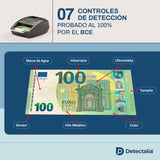 Detectalia D7X - Detector de billetes falsos con 7 sistemas de derección y 100% fiabilidad para 6 divisas EUR, GBP, CHF, PLN, CZK y SEK - 14 x 12 x 6 cm