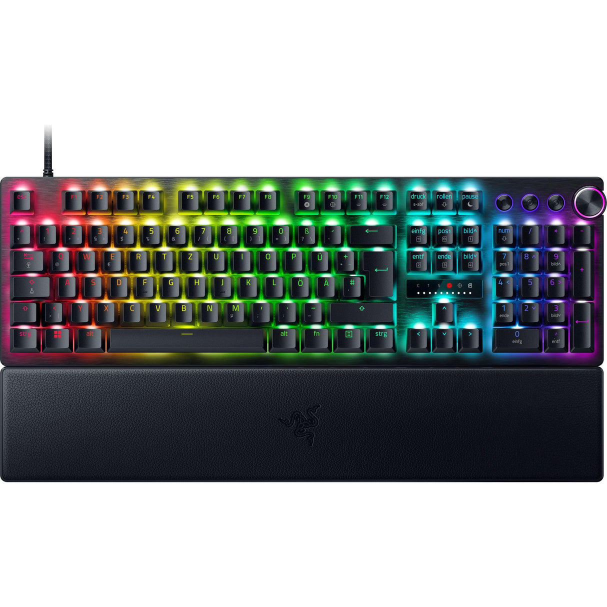 Razer Huntsman V3 Pro - Teclado óptico analógico para Deportes electrónicos, Snap Tap & Rapid Trigger (Modo de Disparo rápido, Control Giratorio Multifuncional, Tapas de Teclas PBT Doubleshot)