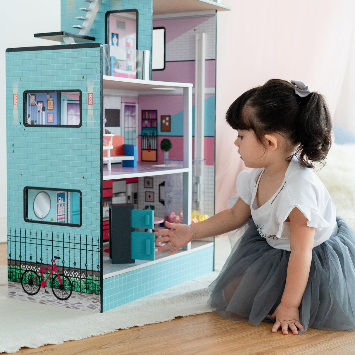 Teamson Kids LOL Estilo Barcelona Dolls House Casa de muñecas, Color Azul (TD-13111D)
