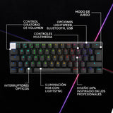 Logitech G Pro X 60 Lightspeed, Teclado inalámbrico para Gaming, 60% TKL mecánico Ultra Compacto, RGB LIGHTSYNC, Teclas de PBT de Doble Moldeado, interruptores táctiles, Windows PC, QWERTY ES - Negro