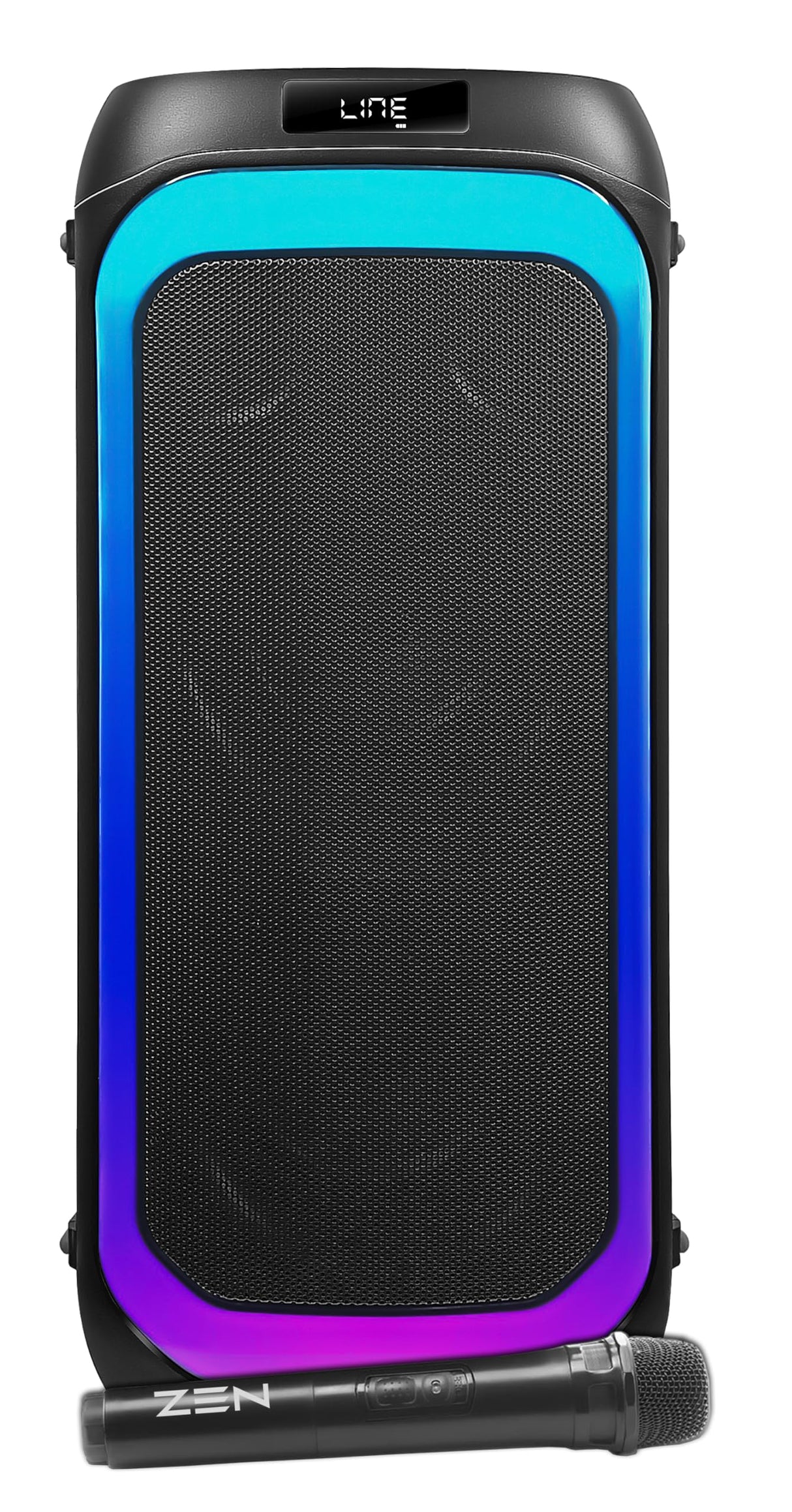 Altavoz portátil Bluetooth Zen Aero Potente de 350W, 10H de batería, luces LED RGB. Altavoz Grande con TWS, Aux in, USB, entrada de micrófono, y micrófono inalámbrico, con radio FM y con gran potencia