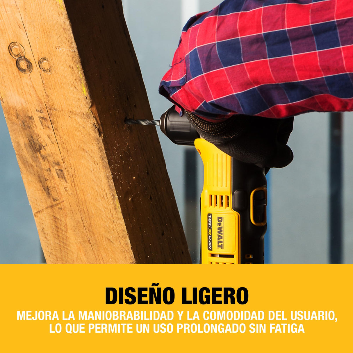 DEWALT Taladro de ángulo recto XR 18V con portabrocas y gancho para cinturón, DCD740N-XJ