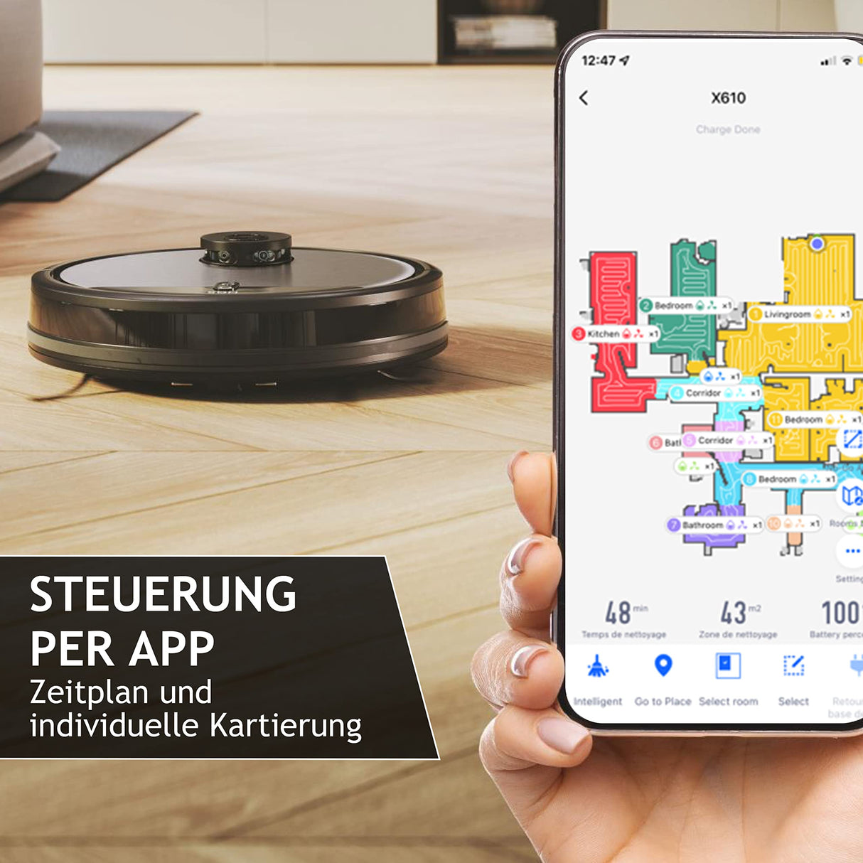 Hoover Robot Aspirador y Friegasuelos, Navegación Láser, Wi-Fi, Base de Carga con Retorno Automático, Sensor de Obstáculos, Mapa Personalizable del hogar, Programable [HG5]