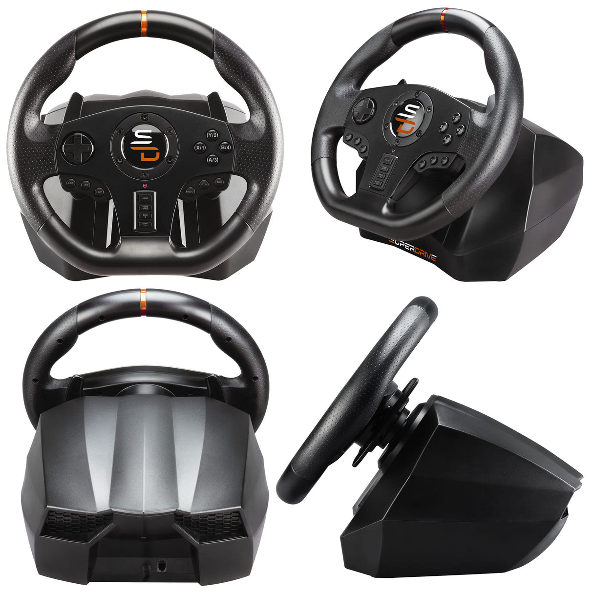 Superdrive - Volante de carreras SV710 con pedales, paletas de cambio y vibración - Compatible con PC (programable para todos los juegos)