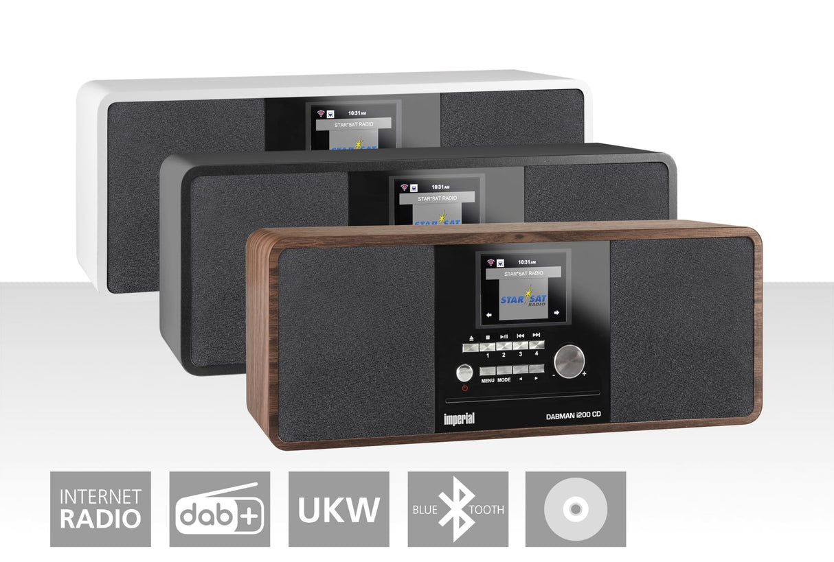 Imperial DABMAN i200 CD Digital 20W Negro, Blanco - Radio CD (Digital, DAB+,FM,UKW, Jugador, CD, 20 W, 7,62 cm (3"))