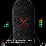 SteelSeries Alias Micro USB para PC — cápsula 3 Veces más Grande para Gaming, Streaming y pódcast — cancelación de Ruido por IA — Control de Silencio y Volumen por led — Soporte antivibraciones