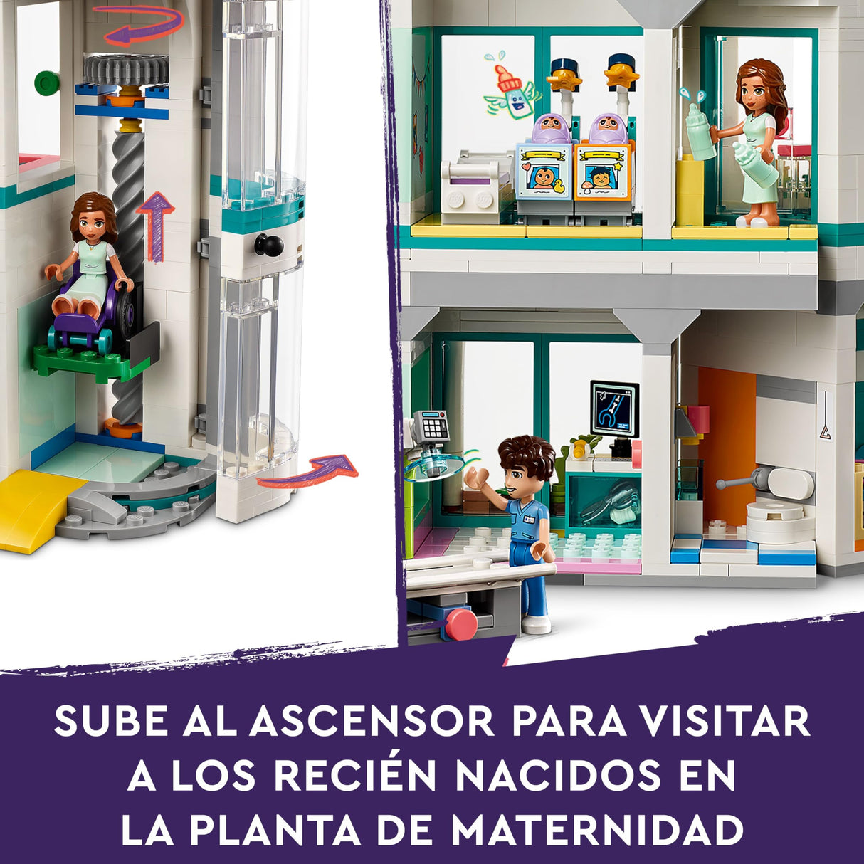 Lego Friends Hospital de Heartlake City con Helicóptero de Juguete y Mini Muñecos de Personajes, Set de Construcción para el Juego de rol de Doctores, Regalo para Niñas y Niños de 7 Años o Más 42621