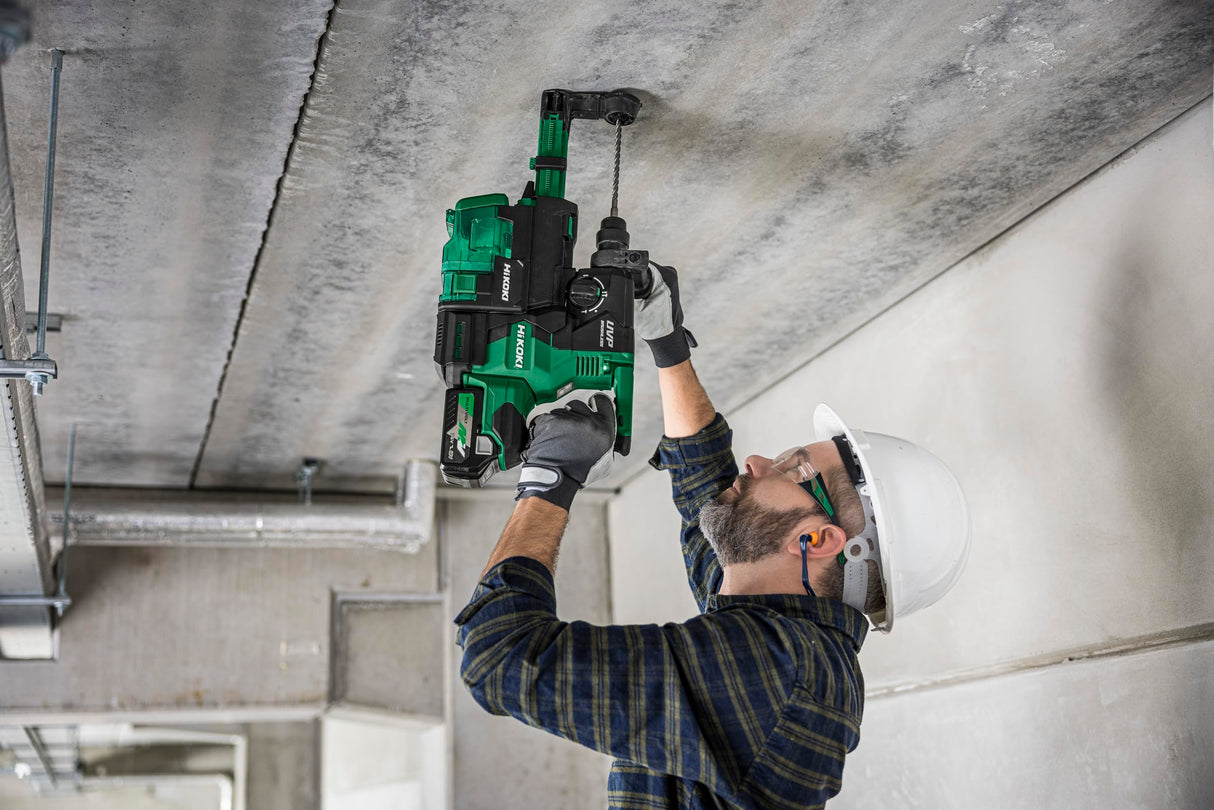 HIKOKI Akku Bohr- und Meißelhammer DH3628DAWEZ, SDS-plus (36V, 2,5 Ah, Schlagenergie 3,2 J, Bohren mit Kronen Ø: 25-50 mm, Brushless) Zubehör: im HSC III Koffer, Plus- Staubabsaugung.