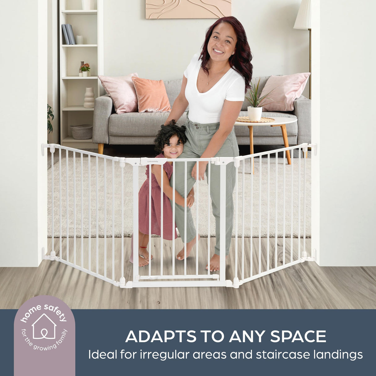 Dreambaby Discovery Flex Configure Adapta - Puerta de Seguridad Plegable para niños de 3 Paneles, se Adapta a Aberturas de 74,5 cm a 195 cm de Ancho y 74 cm de Alto, con función Smart Stay Open y