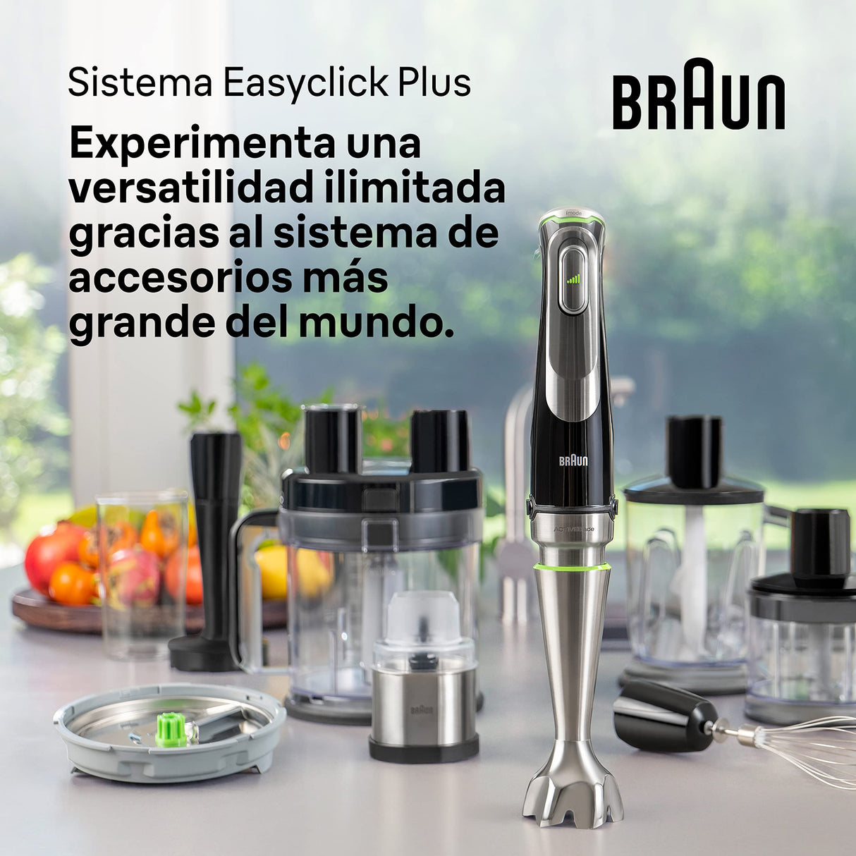 Braun Hogar Minipimer MQ 9187XLI Batidora de Mano, 1200W, vaso medidor, varillas de acero inoxidable, picadora y bol procesador de alimentos, negro