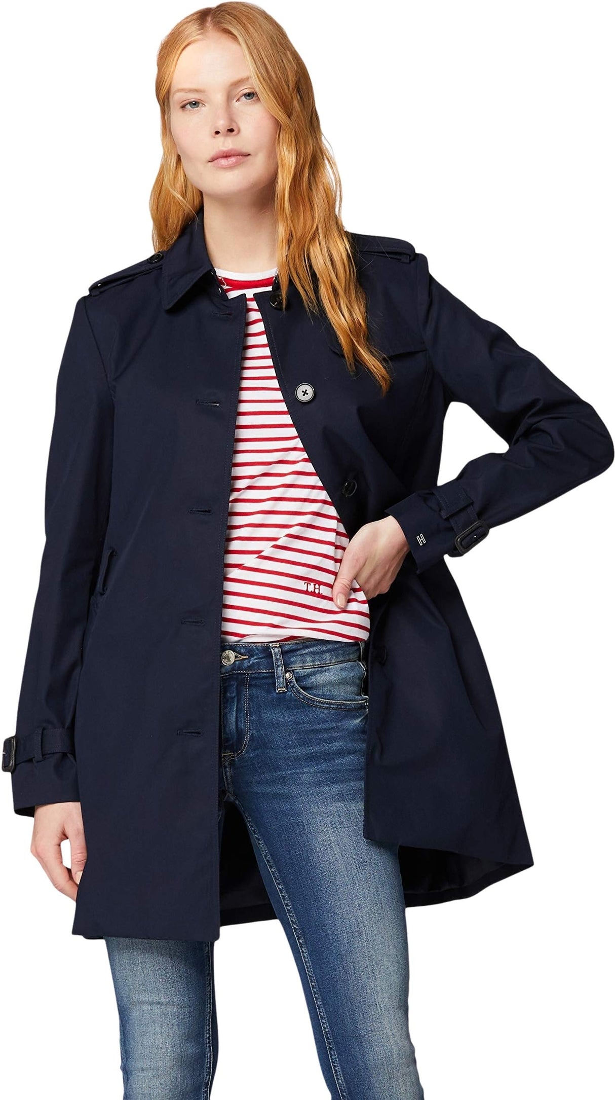 Tommy Hilfiger Cazadora Mujer Heritage Single Breasted Trench Cazadora de entretiempo, Azul (Midnight), XS