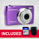 AGFA Photo Realishot DC8200 - Cámara Digital Compacta, 18MP, Video Full HD, Pantalla LCD 2.7'', Zoom Óptico 8X, Batería de Litio y Tarjeta SD de 16GB - Violeta