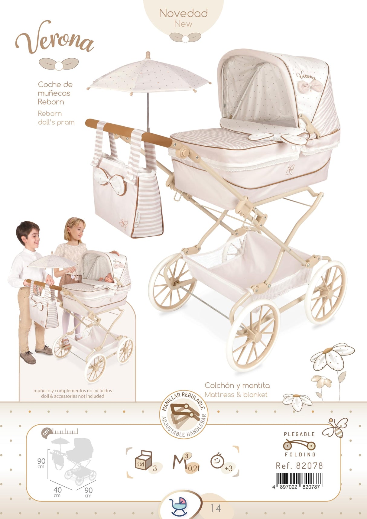Carrito para Muñecas Decuevas Verona 55 cm
