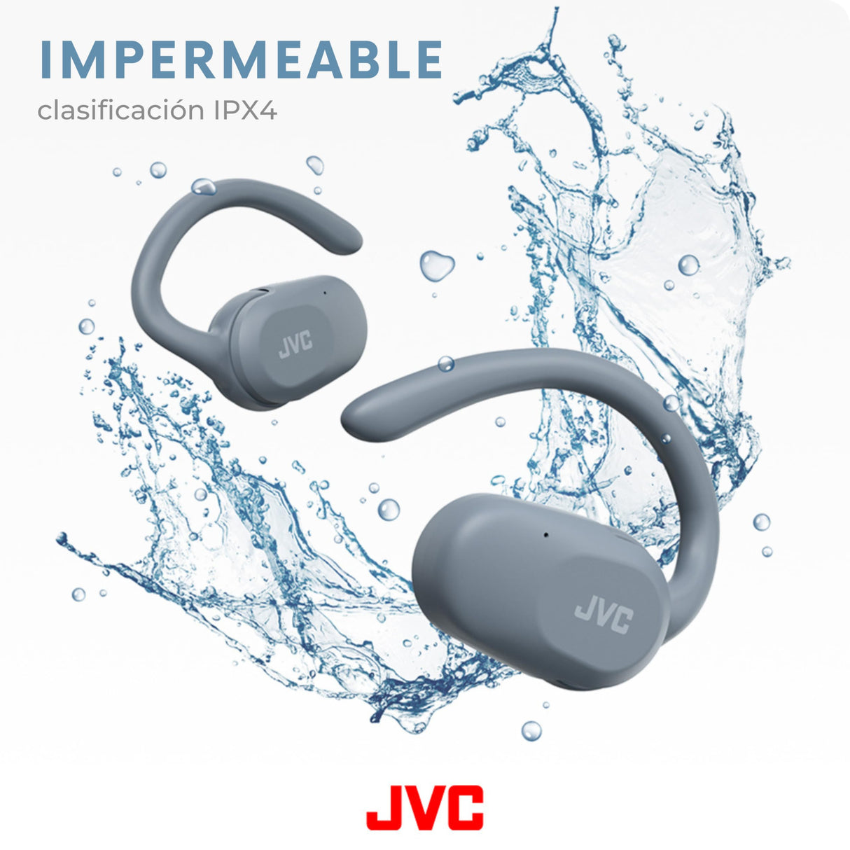 JVC Auriculares Inalámbricos Bluetooth | 26h Batería y Carga Rápida | Oreja Abierta | Ligeros y Resistentes a Salpicaduras | Deportivos | Control Táctil - HA-NP40T (Azul)
