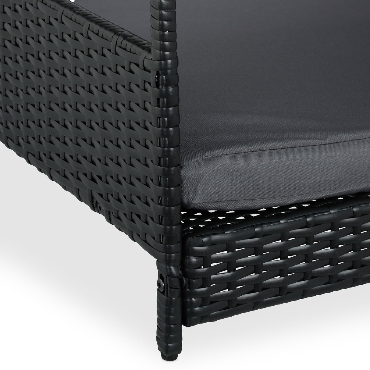 Relaxdays Cama Elevada para Perros con Techo, 81x90x68 cm, Poliratán, Tumbona para Mascotas con Cojín, Exterior, Gris