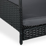 Relaxdays Cama Elevada para Perros con Techo, 81x90x68 cm, Poliratán, Tumbona para Mascotas con Cojín, Exterior, Gris