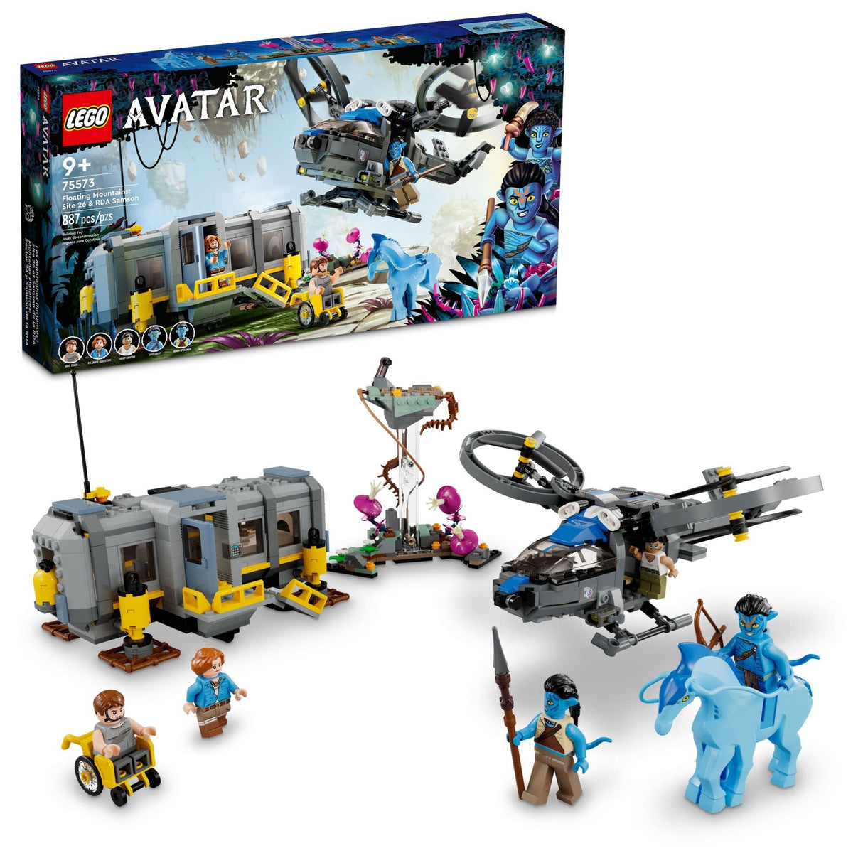 LEGO 75573 Avatar Montañas Flotantes: Sector 26 y Samson de la RDA, Helicóptero de Juguete para Construir, Direhorse Animales y 5 Mini Figuras, Idea de Regalo