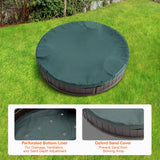 VEVOR Caja de Arena con Tapa Areno de HDPE Redondo de 120 x 23 cm con 3 Asientos en Las Esquinas y Revestimiento Inferior para Niños de 3 a 12 Años para Patio al Aire Libre, Playa, Parque, Marrón