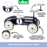 Vilac - Portabebés - Mi coche de carreras vintage de metal negro - Desarrolla las habilidades motoras de tu hijo - Vehículo metálico - Vehículo infantil - A partir de 18 meses - 1121, azul