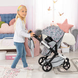 Bayer Design 17007AA Cochecito de muñeca Combi Xeo, Carro para muñecos, Bolsa, Convertible, Regulable en Altura