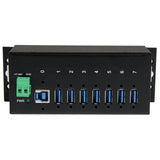 StarTech.com ST7300USBME - Hub ladrón USB 3.0 de 7 Puertos Industrial con Fuente de alimentación, Negro