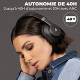 DeeBee Pulse Auriculares Inalámbricos, Cancelación Activa de Ruido 35dB, Bluetooth 5.2, 40 Horas de Batería, Negro