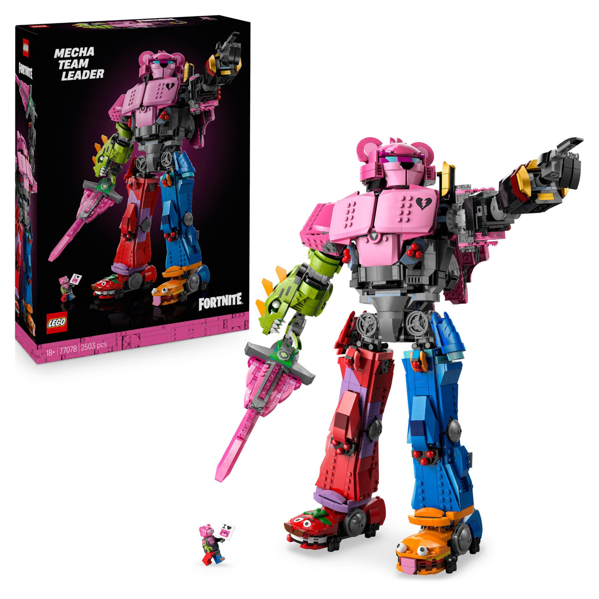 LEGO Fortnite Líder del Equipo Meca - Kit de Maquetas para Adultos para Exponer - Figura Articulada con Espada de Juguete y Minifigura - Regalo Gamer Coleccionable para Fans del Videojuego 77078