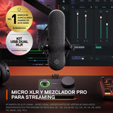 SteelSeries Alias Pro Kit — Micro XLR + Mezclador Stream — cápsula 3 Veces Mayor para Gaming, Streaming y pódcast — Interfaz USB/XLR — Controles para personalización — RGB — PC Individual o Dual