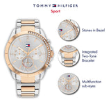 Tommy Hilfiger Reloj Analógico de Cuarzo multifunción para Mujer con Correa en Acero Inoxidable de Dos Tonos - 1782387