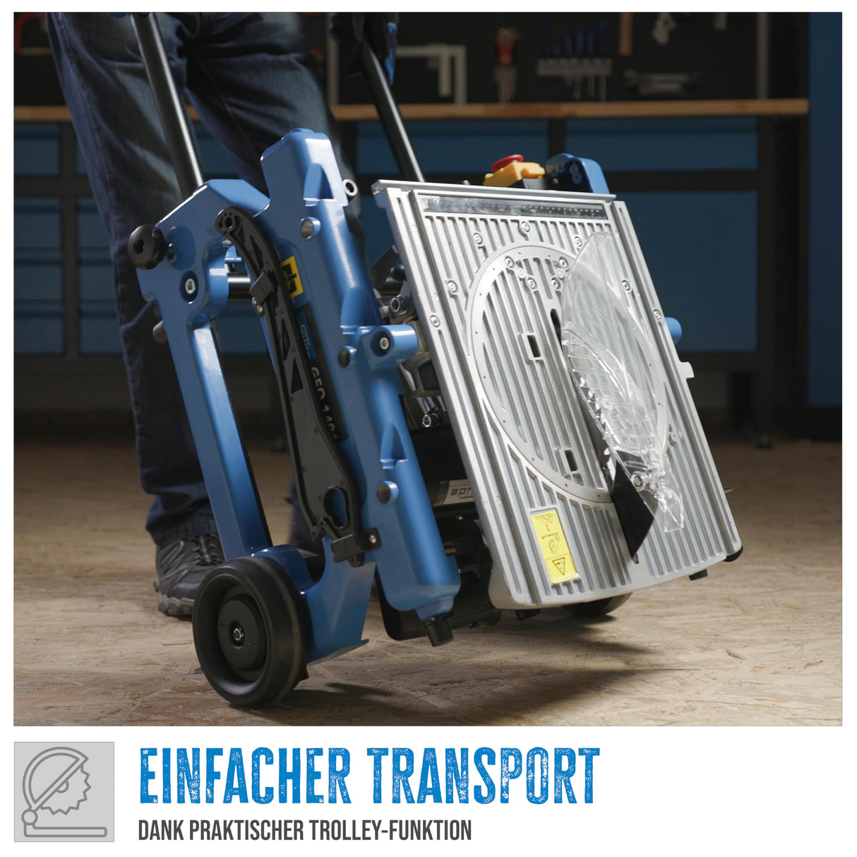 Güde 55174 mesa/sierra ingletadora tronzadora/GFO 1401, 1400 W, 230 V, color azul
