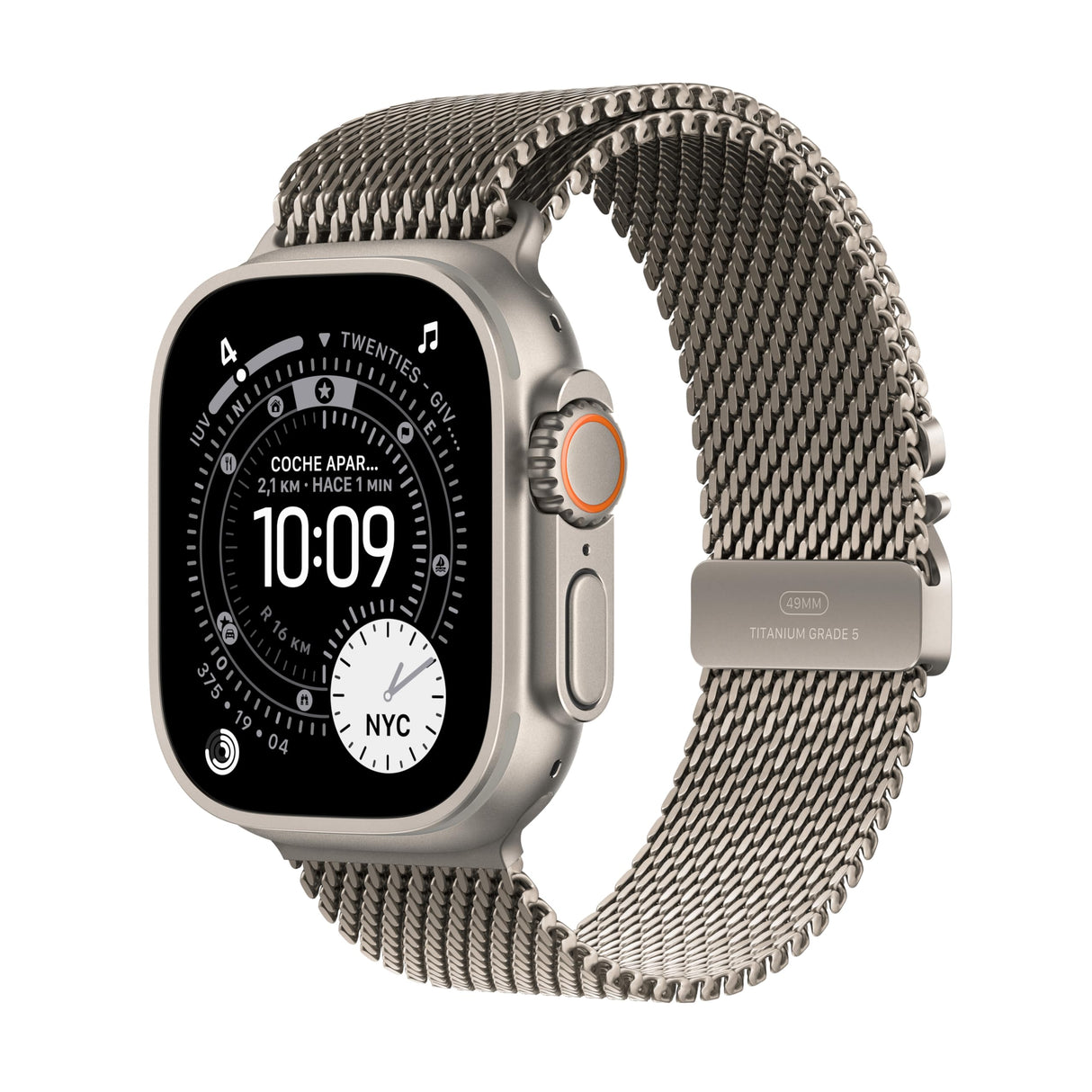 Apple Watch Ultra 3 GPS + Cellular, Reloj prémium para Running y Multideporte con Caja de Titanio Resistente de 49 mm y Pulsera Milanese Loop en Titanio Natural - Talla L.Monitores avanzados de Salud
