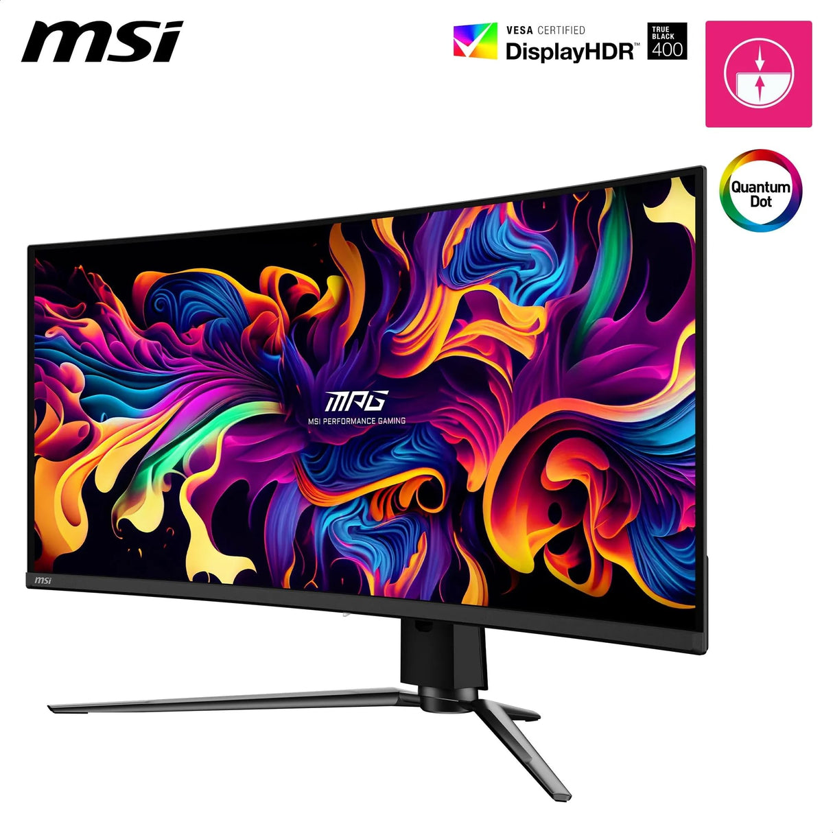 MSI MPG 341CQPX QD-OLED 34 Pulgadas UWQHD Monitor Curvo Gaming - 3440 x 1440 21:9 QD-OLED Panel, 240Hz, 0.03ms, 99.3% DCI-P3, ΔE≤2, DisplayHDR True Black 400, DP 1.4a, HDMITM, USB Tipo C PD:98W