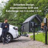 Green Cell GC HabuDen Wallbox 22kW 32A 7,5m NFC RFID Tipo 2 Cable EV Estación de Carga para Vehículos Eléctricos con GC App Bluetooth WiFi Carga de Coche con 22kW / 11kW / 7,2kW / 3,6kW