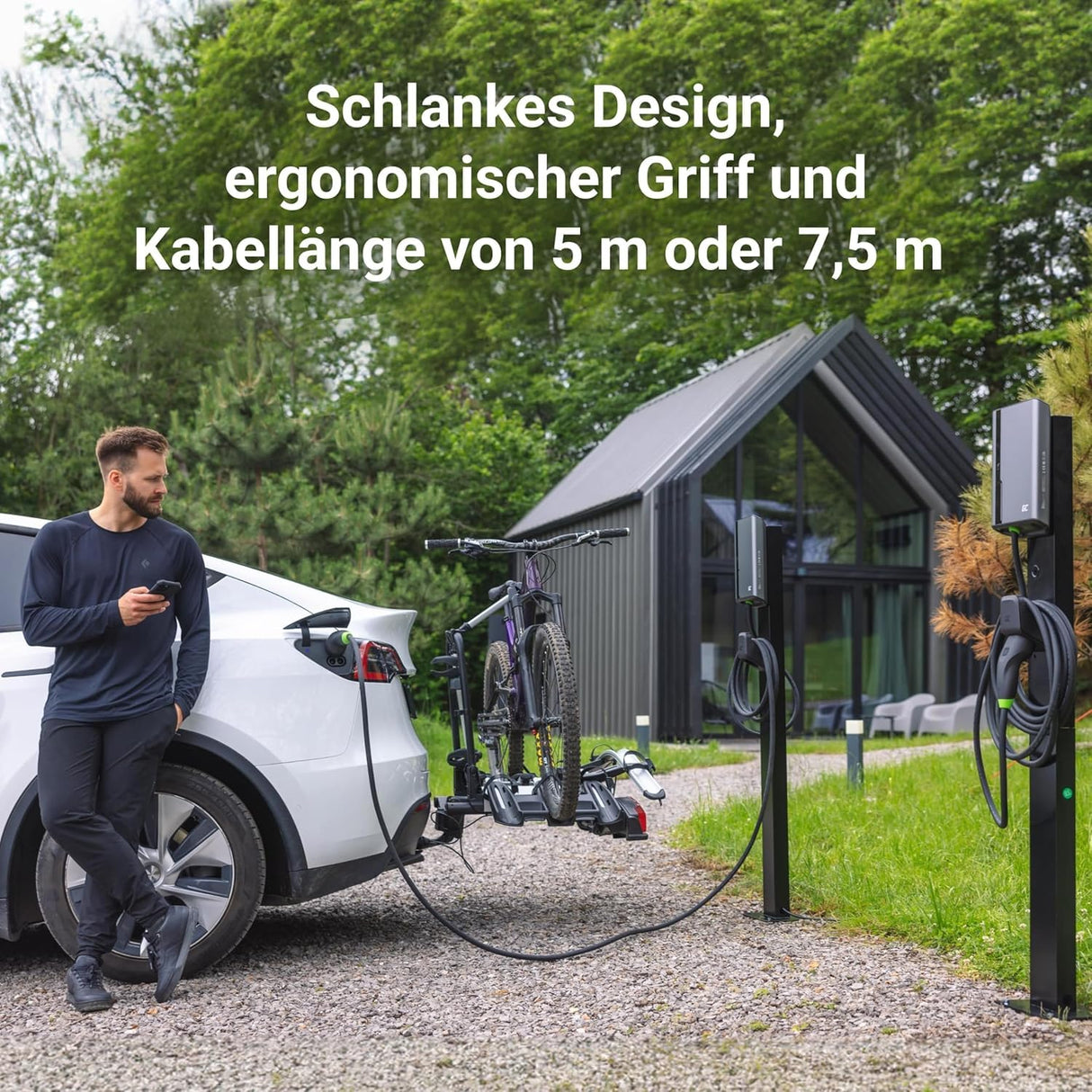 Green Cell GC HabuDen Wallbox 22kW 32A 5m NFC RFID Tipo 2 Cable EV Estación de Carga para Vehículos Eléctricos con GC App Bluetooth WiFi Carga de Coche con 22kW / 11kW / 7,2kW / 3,6kW