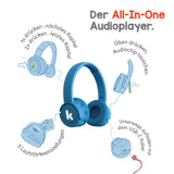 Kekz Drix Blue - Juego de auriculares para galletas (incluye chip de audio Cookie Crew (auriculares para niños a partir de 3 años, auriculares de viaje, aptos para viajes y en casa). Sin descarga, sin