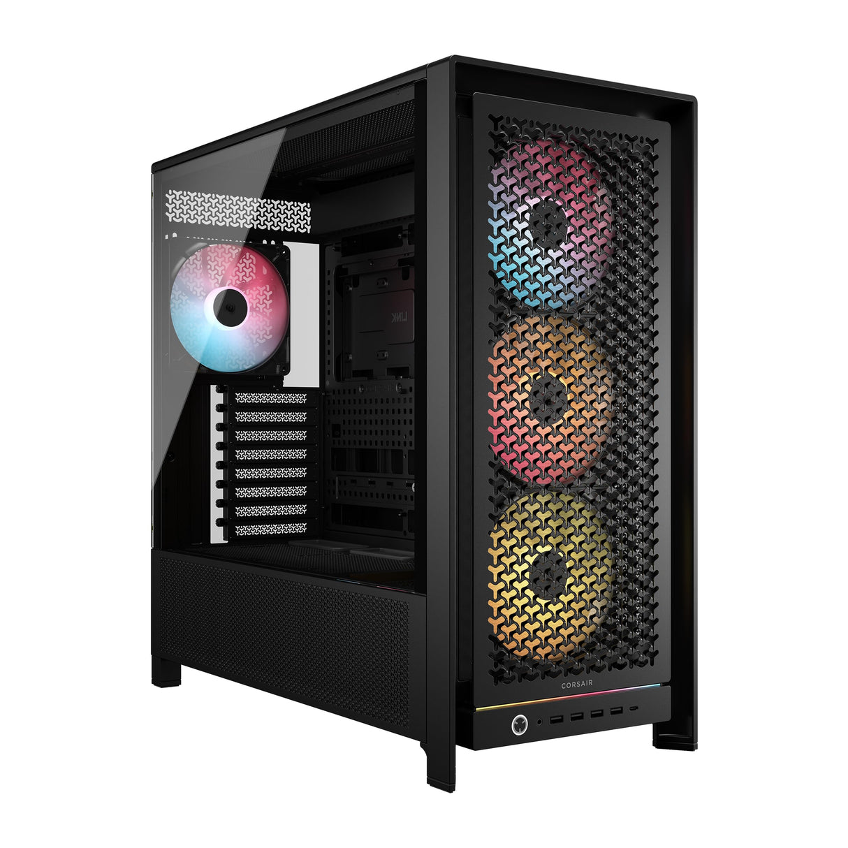 CORSAIR Frame 5000D RS ARGB Caja Modular Mid-Tower de Gran Flujo de Aire para PC – 4X Ventiladores RS Preinstalados, Sistema de Montaje de Ventiladores InfiniRail – Negro