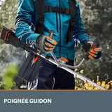 WORX Desbrozadora inalámbrica 40 V WG084E.9, Hoja de 25,5 cm, Alambre de Corte 38 cm, Mango de guidón, Motor sin escobillas y Tapa de protección, compacta y Ligera, sin batería ni Cargador