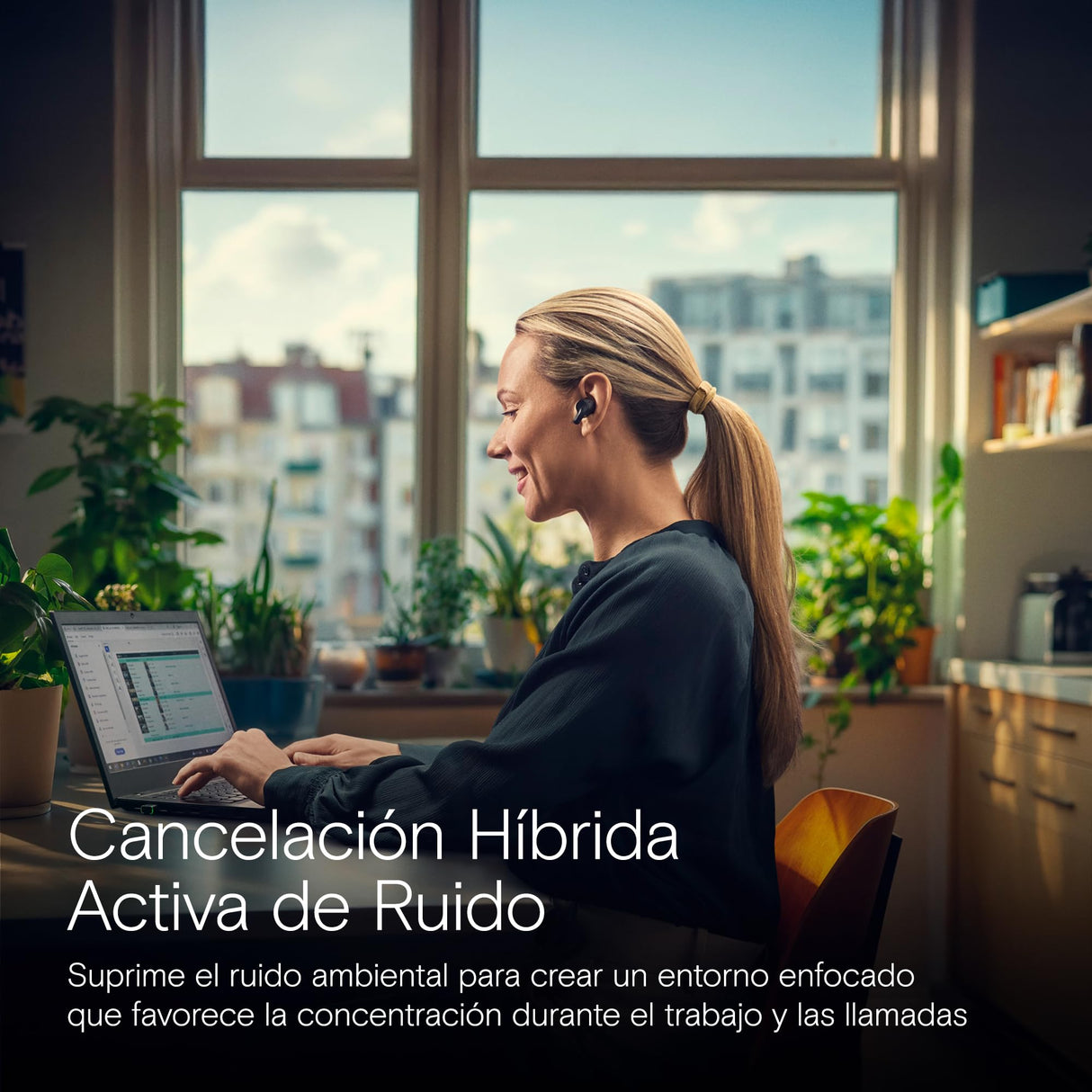 EPOS Adapt E1 Auriculares Inalámbricos Negro – ANC Híbrido, Bluetooth Multi-Point, Certificado Microsoft Teams & iPhone, 50H Batería, Carga Inalámbrica, USB-C, IPX5 Resistente al Agua