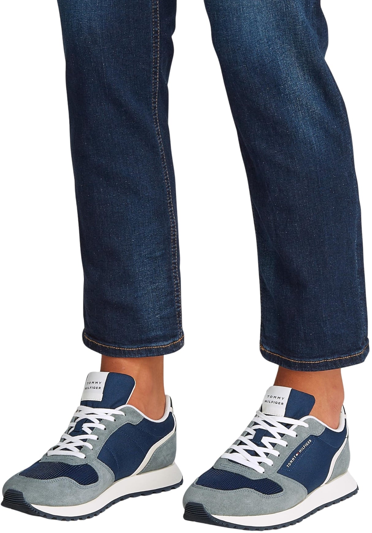 Tommy Hilfiger Runner Sneaker Hombre New Eva Mix Calzado Deportivo, Multicolor (Sport Navy), 42
