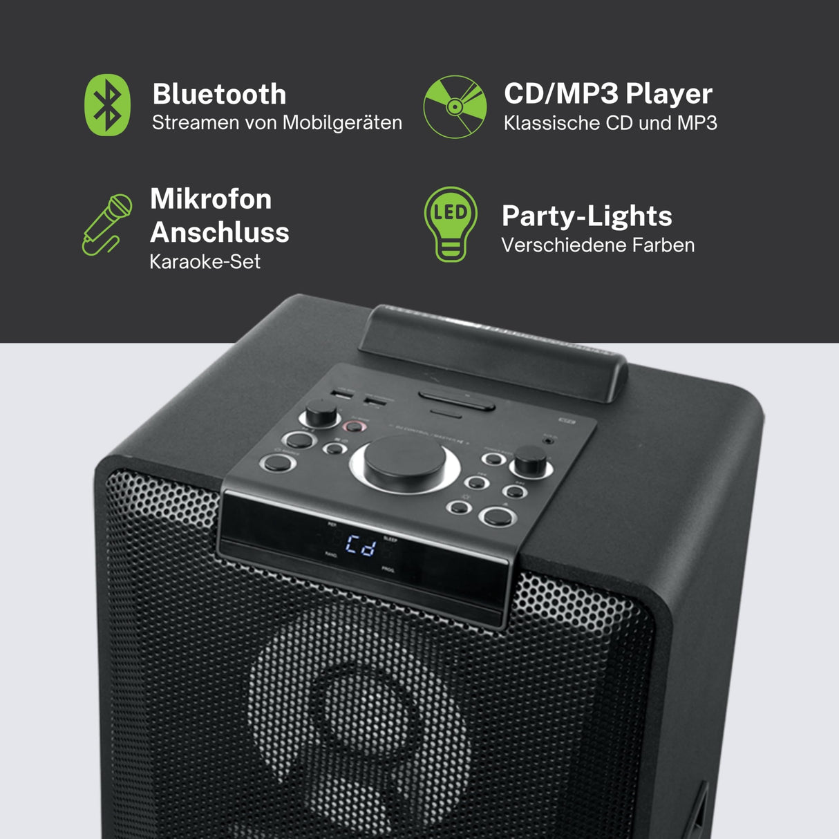 Altavoz Multimedia MUSE M-1990 DJ Bluetooth, USB, CD, Efectos Luz,1000W
