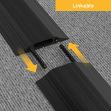 D-Line FC83B/9M, Canaleta de suelo para cables, Pasacables para suelo, Oculta cables y previene accidentes - Cavidad para cables = 30mm (anch.) x 10mm (alt.) - 9-metro longitud - Negro