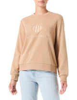 GANT Reg Tonal Shield C-Neck Sweat Sudadera, Caramel Beige, L para Mujer