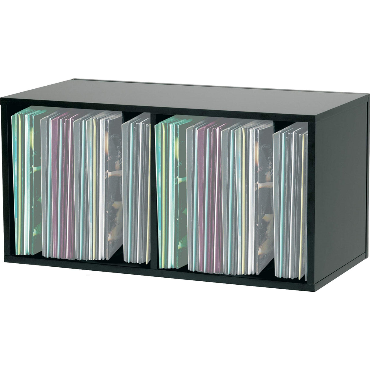 Glorious Record Box black 230 - tiene capacidad para 230 discos de 12'', con pared divisoria, apilables con otras cajas de discos Glorious, negro
