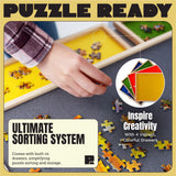 Tabla de Rompecabezas portátil y Mesa de Almacenamiento Ideal para Rompecabezas de 1000/1500 Piezas Ligero fácil de almacenar 4 cajones deslizantes de Color además de Alfombrilla de Puzzle (1000)
