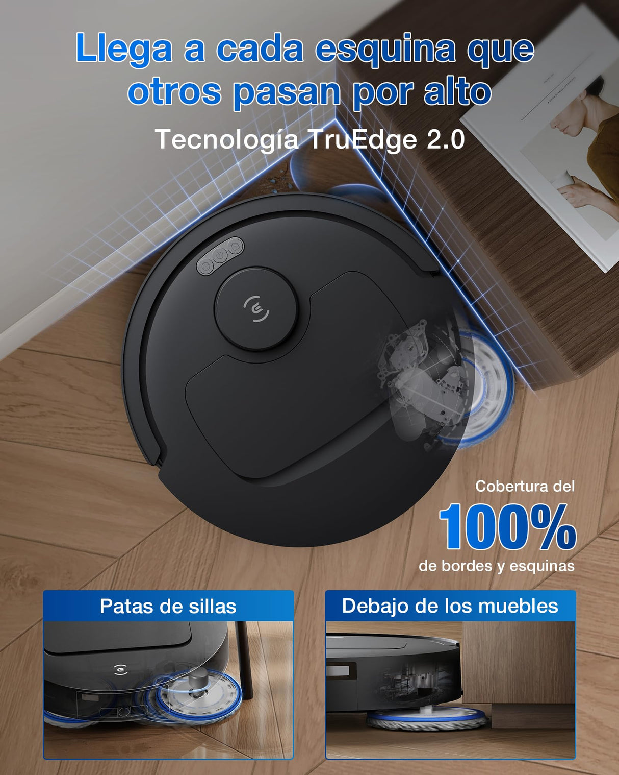 ECOVACS DEEBOT T30C Omni Robot Aspirador y friegasuelos, 20 000 Pa, ZeroTangle 3.0, TruEdge 2.0, TrueMapping 2.0, estación Omni Todo en uno, Sistema de autolimpieza automático, Negro