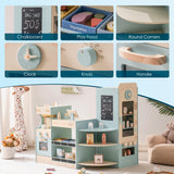 ROBUD Tienda de Compras para niños, Tienda de Compras de Madera, Juguete de Tienda de comestibles con máquina de café, Caja registradora, máquina expendedora, Juguete de rol Grande, 3+