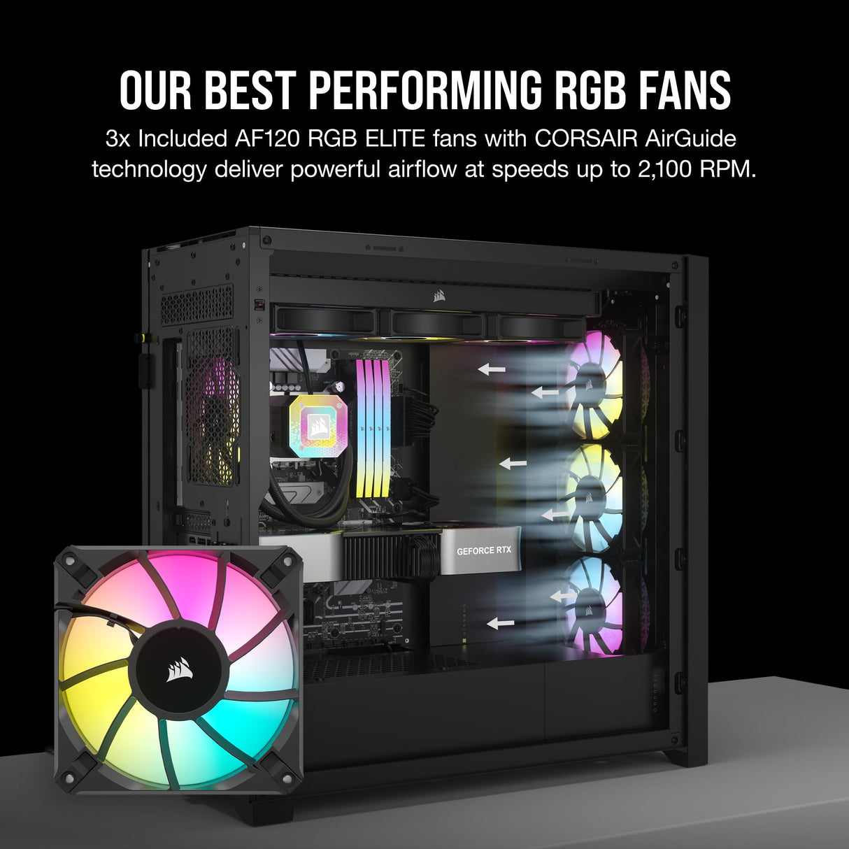 Corsair Semitorre iCUE 5000D RGB Airflow, 3 Ventiladores AF120 RGB Elite - Controlador iCUE Lighting Node Pro - Diseño de Alto Flujo de Aire - Negro